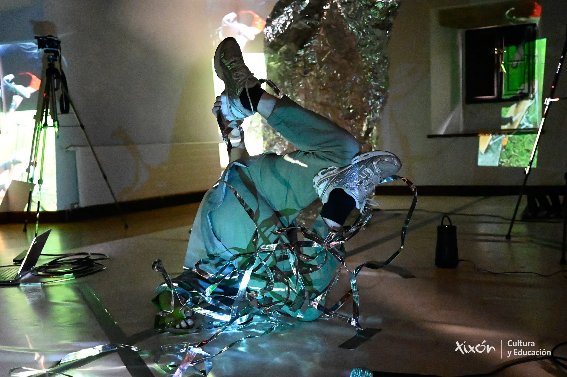 Performer operating cameras and projection